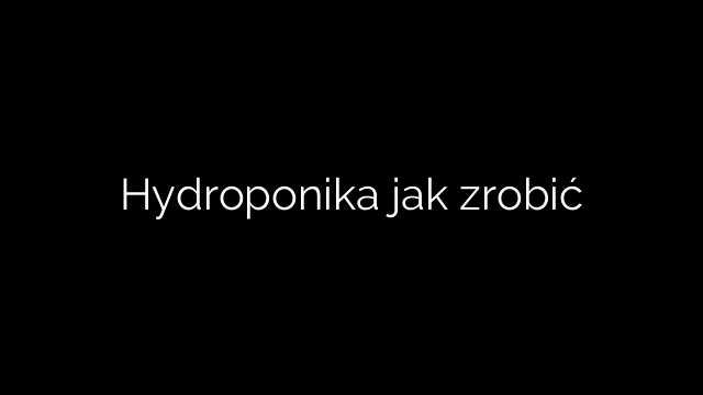 Hydroponika jak zrobić